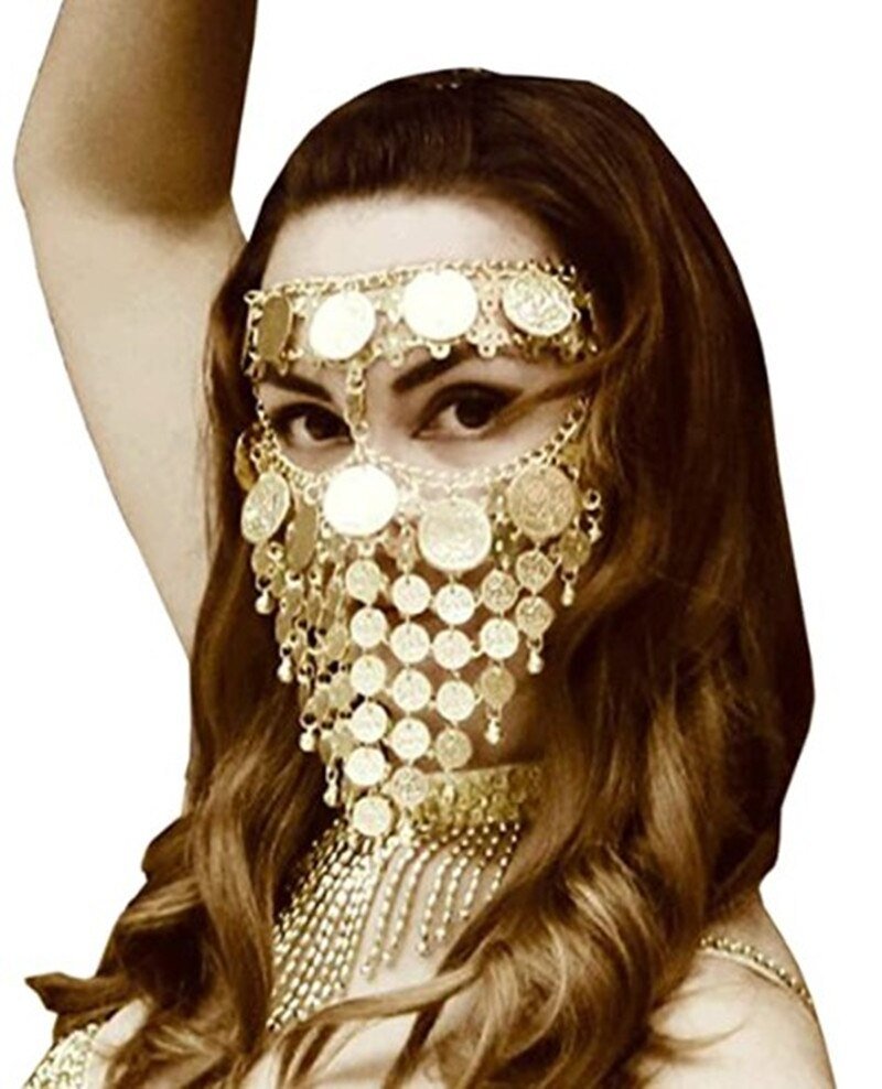 Women's Dripping Metal Headpiece Egyptian Queen Cleopatra Headpiece For Show Gold Headdress Chain Jewelry