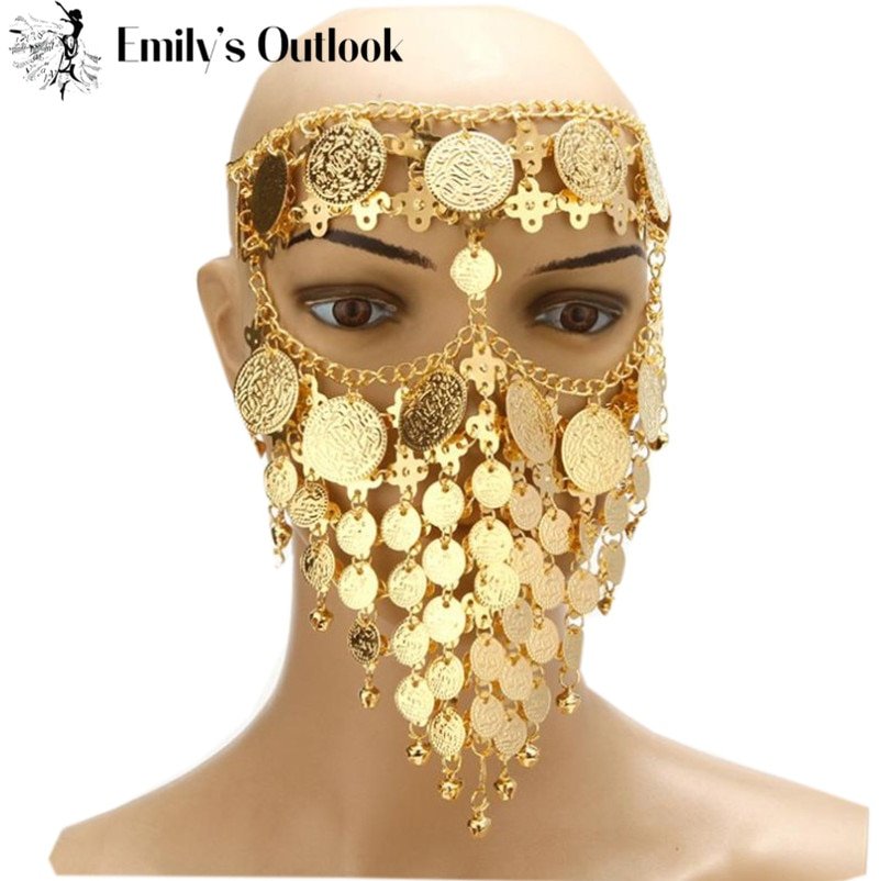 Women's Dripping Metal Headpiece Egyptian Queen Cleopatra Headpiece For Show Gold Headdress Chain Jewelry