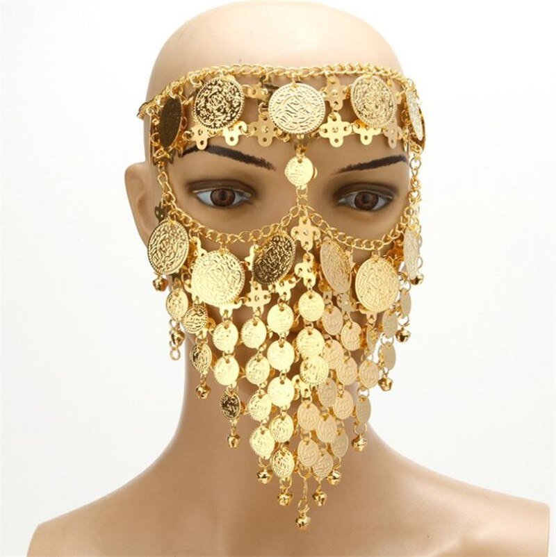 Women's Dripping Metal Headpiece Egyptian Queen Cleopatra Headpiece For Show Gold Headdress Chain Jewelry