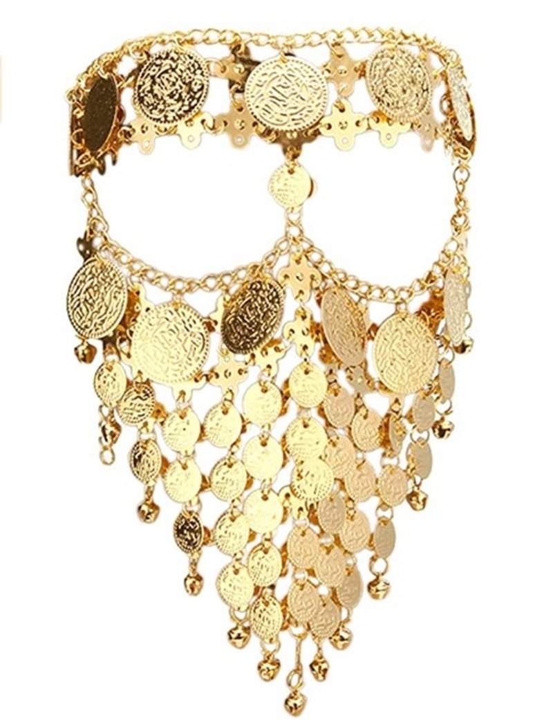 Women's Dripping Metal Headpiece Egyptian Queen Cleopatra Headpiece For Show Gold Headdress Chain Jewelry