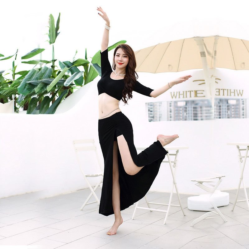 New arrival Women Belly Dance training Clothing Spandex Outfits Girls Costume Bellydance Class Wear Top and Hip Scarf Suit