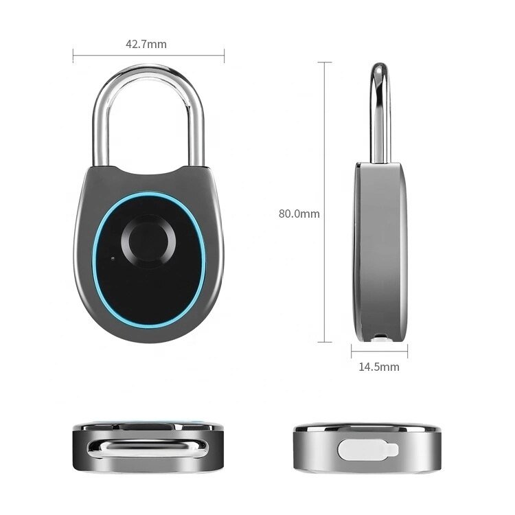 Draagbare Smart Vingerafdruk Slot Elektrische Biometrische Deurslot Usb Oplaadbare IP65 Waterdichte Thuis Deur Zak Bagage Case Lock