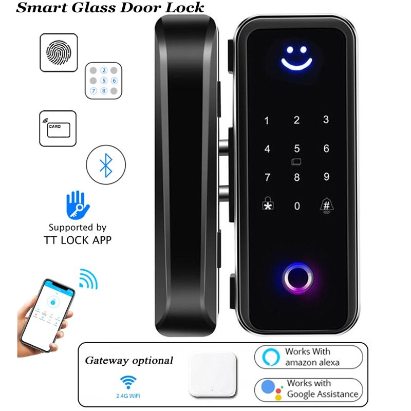 Glas Deurslot Bluetooth Wifi Gateway Ttlock Vingerafdruk Wachtwoord Elektrische Digitale Lock Alexa Google Houten Smart Deurslot Glas Deurslot Bluetooth Wifi Gateway Ttlock Vingerafdruk Wachtwoord Elektrische Digitale Lock Alexa Google Houten Smart Deurslot