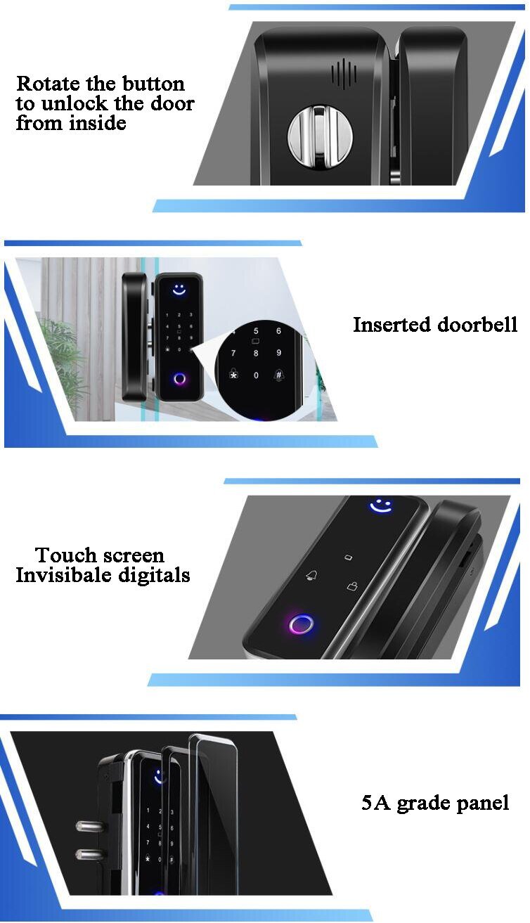 Glas Deurslot Bluetooth Wifi Gateway Ttlock Vingerafdruk Wachtwoord Elektrische Digitale Lock Alexa Google Houten Smart Deurslot Glas Deurslot Bluetooth Wifi Gateway Ttlock Vingerafdruk Wachtwoord Elektrische Digitale Lock Alexa Google Houten Smart Deurslot