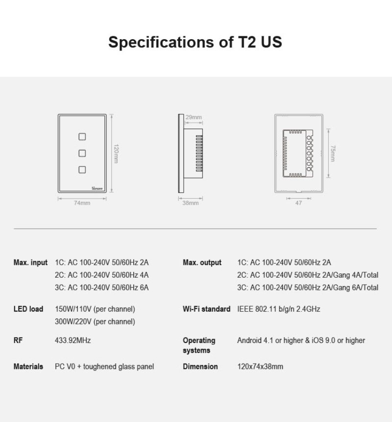 Sonoff T1 T2 T3 Werken Met Google Home Alexa Ons Smart Home Wifi Rf Afstandsbediening Muur Lichtschakelaar Panel muur Touch Light Switch Sonoff T1 T2 T3 Werken Met Google Home Alexa Ons Smart Home Wifi Rf Afstandsbediening Muur Lichtschakelaar Panel muur Touch Light Switch