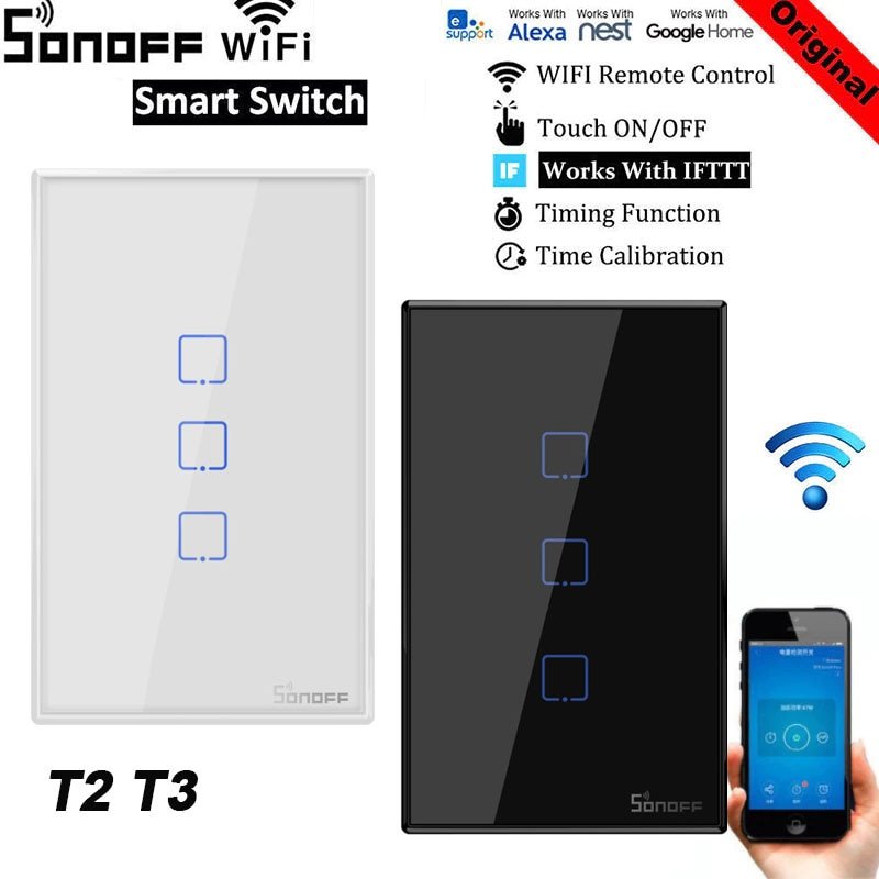 Sonoff T1 T2 T3 Werken Met Google Home Alexa Ons Smart Home Wifi Rf Afstandsbediening Muur Lichtschakelaar Panel muur Touch Light Switch Sonoff T1 T2 T3 Werken Met Google Home Alexa Ons Smart Home Wifi Rf Afstandsbediening Muur Lichtschakelaar Panel muur Touch Light Switch