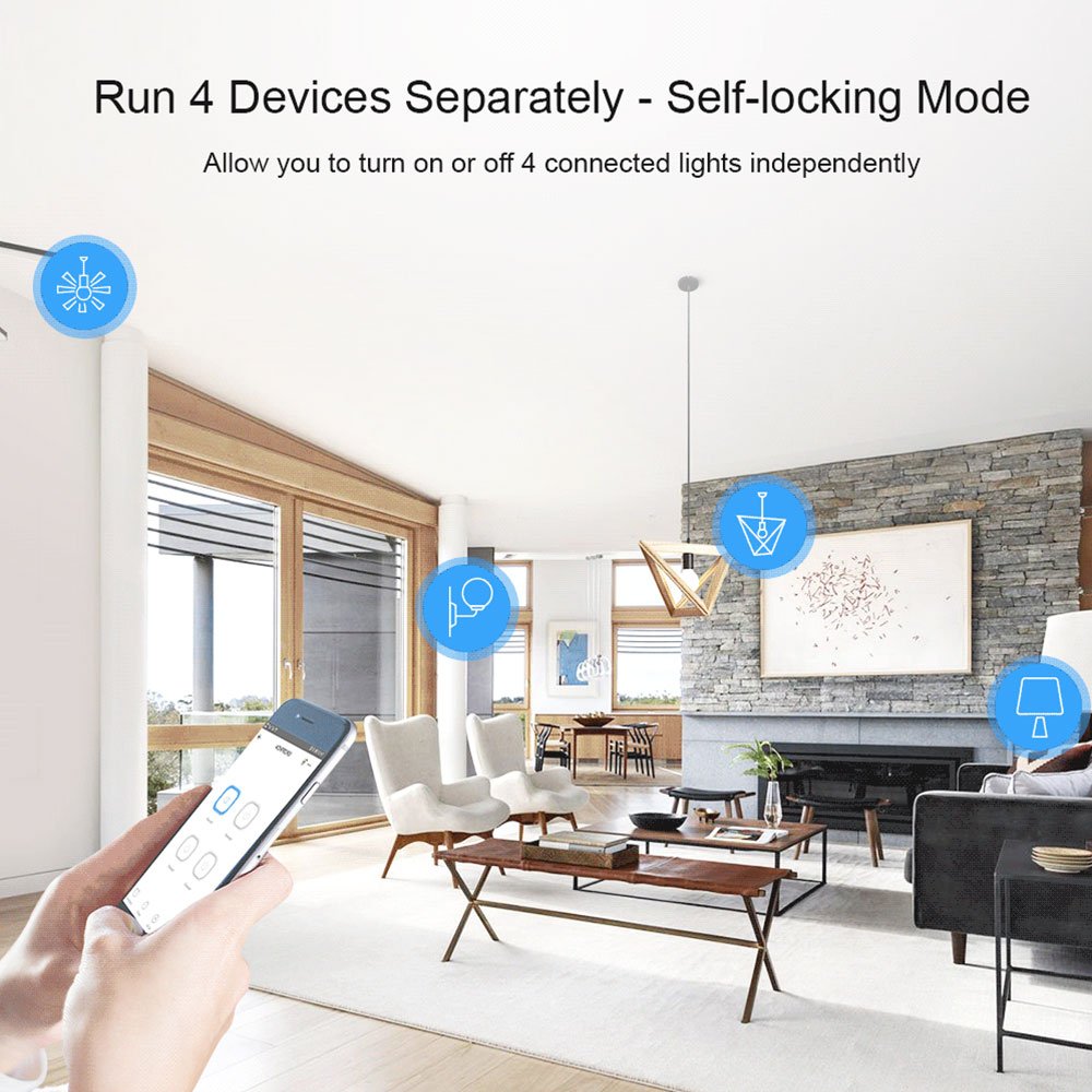 Sonoff 4CH R3 Wifi Schakelaar 4 Gang Diy Smart Switch App Afstandsbediening Schakelaar Draadloze Smart Home Controller Werkt Met Alexa goole Thuis