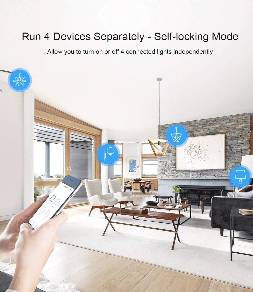 Sonoff 4CH R3 Wifi Schakelaar 4 Gang Diy Smart Switch App Afstandsbediening Schakelaar Draadloze Smart Home Controller Werkt Met Alexa goole Thuis
