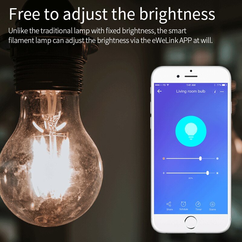 Wifi Slimme Lamp 7.5W 220V E27 Led Rgb Lamp Werkt Met Alexa/Google Thuis En Ewelink app Afstandsbediening Wit Dimbare Lamp