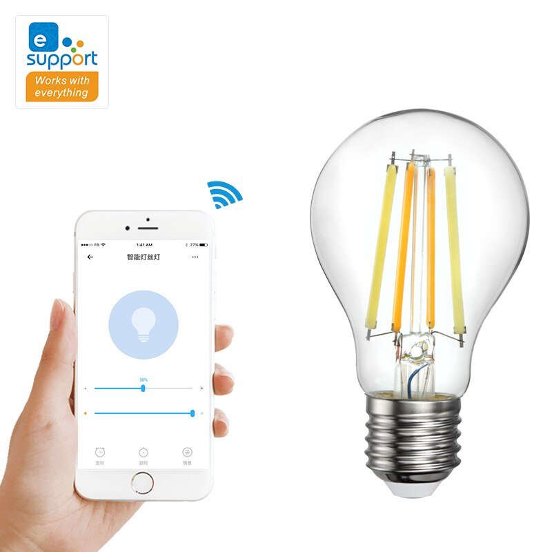 Wifi Slimme Lamp 7.5W 220V E27 Led Rgb Lamp Werkt Met Alexa/Google Thuis En Ewelink app Afstandsbediening Wit Dimbare Lamp