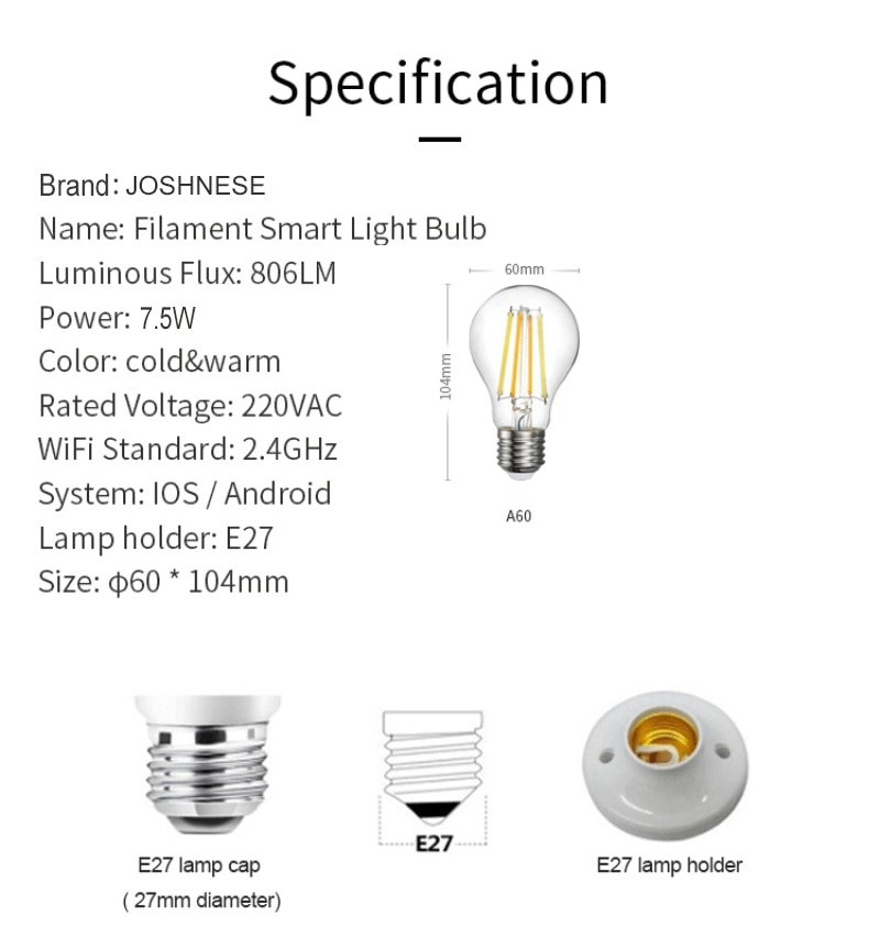 Wifi Slimme Lamp 7.5W 220V E27 Led Rgb Lamp Werkt Met Alexa/Google Thuis En Ewelink app Afstandsbediening Wit Dimbare Lamp