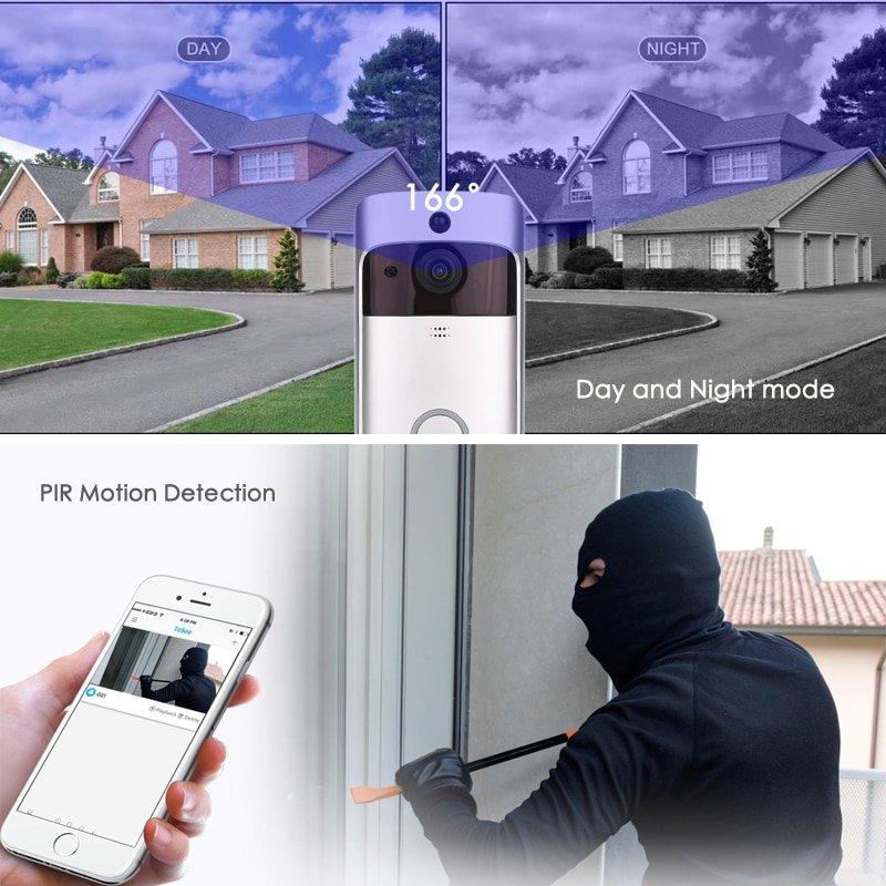 Eken V5 Smart Wifi Video Deurbel Camera Visuele Intercom Met Chime Nachtzicht Ip Deurbel Draadloze Home Security Camera