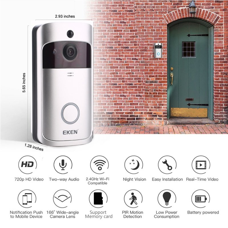Eken V5 Smart Wifi Video Deurbel Camera Visuele Intercom Met Chime Nachtzicht Ip Deurbel Draadloze Home Security Camera