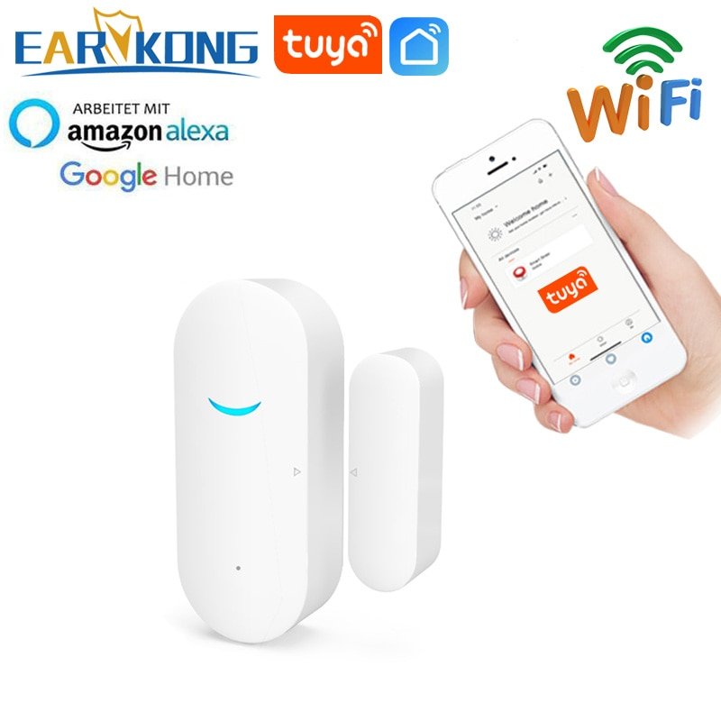 Tuya Smart Wifi Deur Sensor Deur Open/Gesloten Detectoren Wifi Home Alarm Compatibel Met Alexa Google Home Tuya App