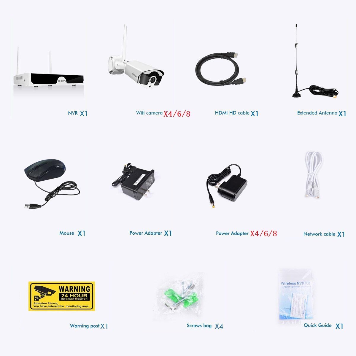Jooan 8CH Nvr Hd 3MP Cctv Camera Systeem Audio Record Outdoor P2P Wifi Ip Security Camera Set Video Surveillance Kit