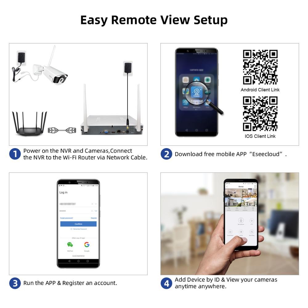 Jooan 8CH Nvr Hd 3MP Cctv Camera Systeem Audio Record Outdoor P2P Wifi Ip Security Camera Set Video Surveillance Kit