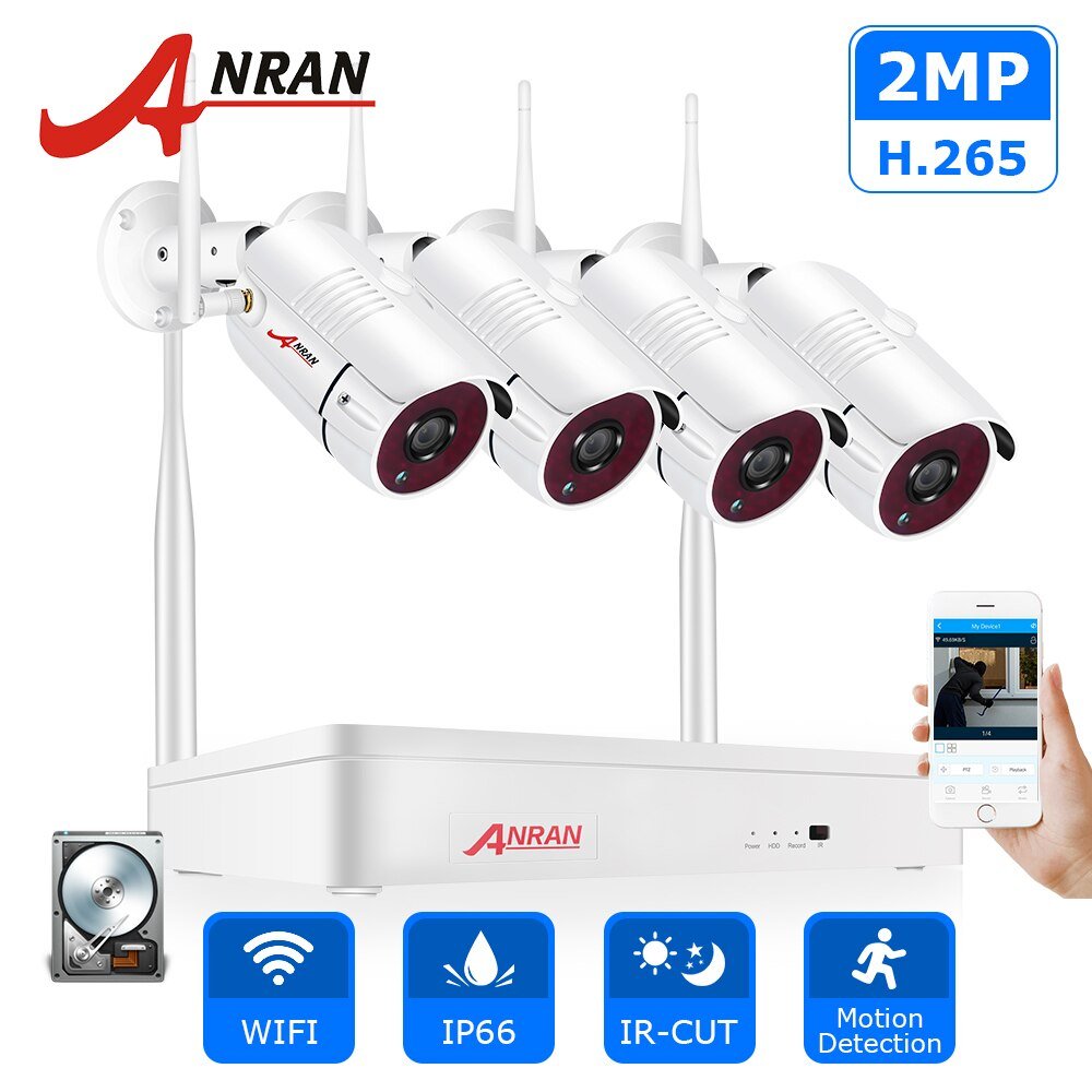 Anran Draadloze 2MP Cctv Draadloze Systeem Nvr Kit Outdoor P2P Wifi Ip Security Camera Set Video Surveillance Kit Nachtzicht Anran Draadloze 2MP Cctv Draadloze Systeem Nvr Kit Outdoor P2P Wifi Ip Security Camera Set Video Surveillance Kit Nachtzicht