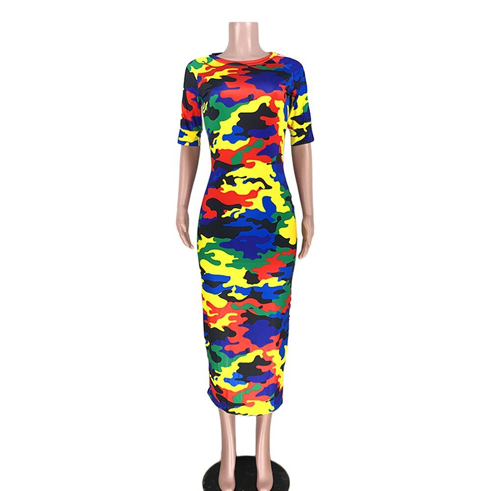 VAZN Autumn Hot Fashion 2018 Women Solid 6-Colors Dress Casual O-Neck Half Sleeve Dress Ladies Bodycon Hollow Out Dress SY8221