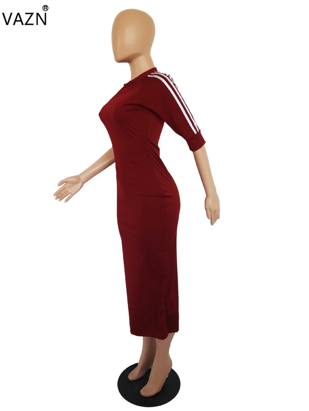 VAZN Autumn Hot Fashion 2018 Women Solid 6-Colors Dress Casual O-Neck Half Sleeve Dress Ladies Bodycon Hollow Out Dress SY8221