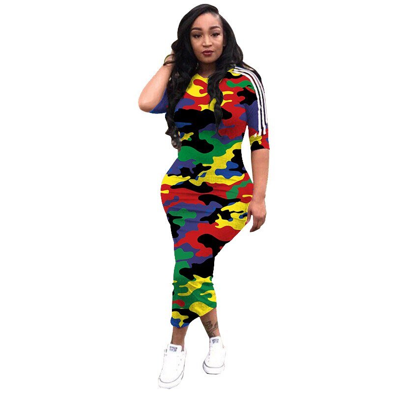 VAZN Autumn Hot Fashion 2018 Women Solid 6-Colors Dress Casual O-Neck Half Sleeve Dress Ladies Bodycon Hollow Out Dress SY8221