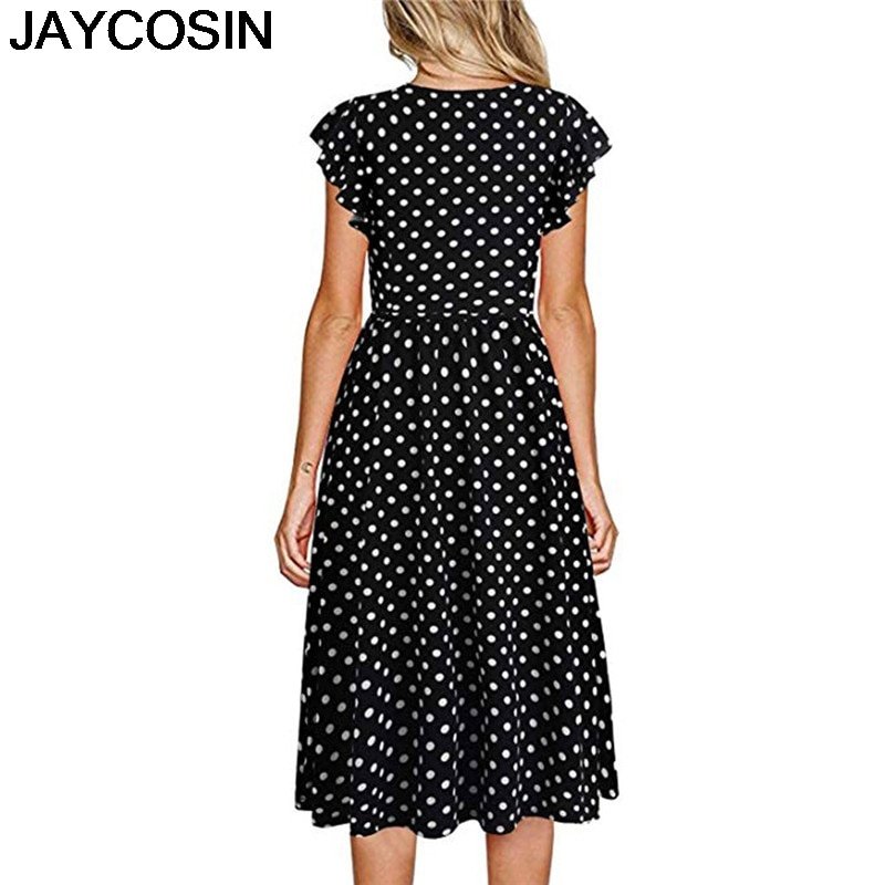 JAYCOSIN 2019 New Summer Women Dress Print Button Sleeveless Pleated Evening Party Club Dress Beach Dresses Vestido je30