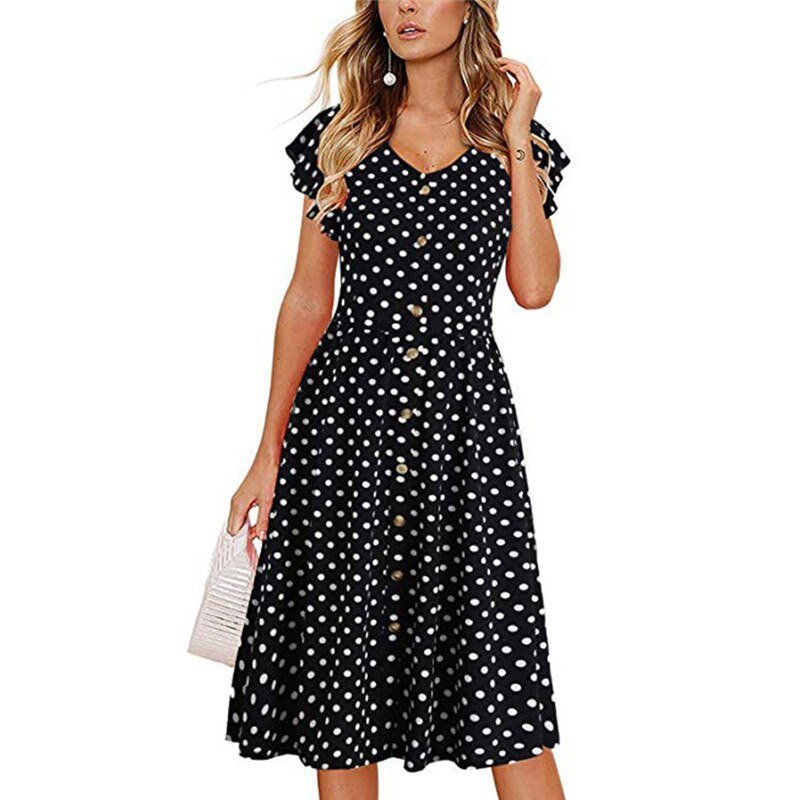 JAYCOSIN 2019 New Summer Women Dress Print Button Sleeveless Pleated Evening Party Club Dress Beach Dresses Vestido je30