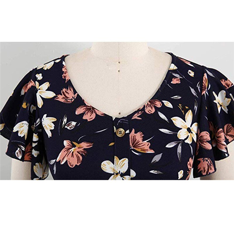 JAYCOSIN 2019 New Summer Women Dress Print Button Sleeveless Pleated Evening Party Club Dress Beach Dresses Vestido je30
