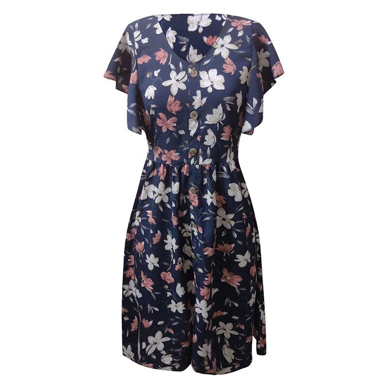 JAYCOSIN 2019 New Summer Women Dress Print Button Sleeveless Pleated Evening Party Club Dress Beach Dresses Vestido je30