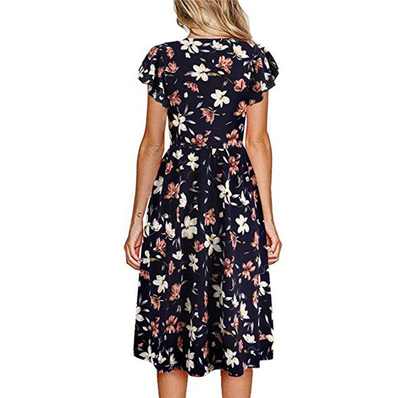 JAYCOSIN 2019 New Summer Women Dress Print Button Sleeveless Pleated Evening Party Club Dress Beach Dresses Vestido je30