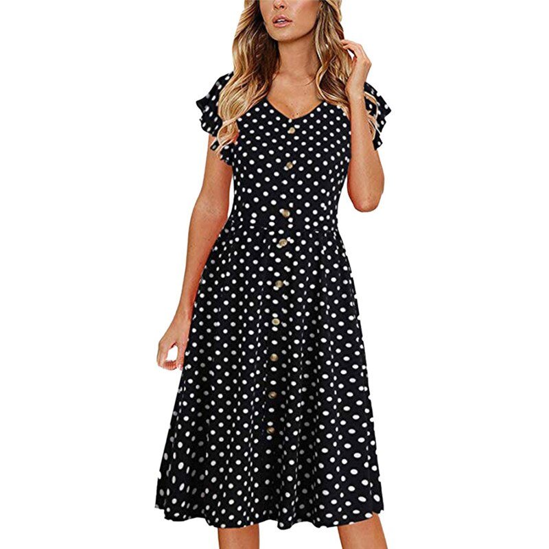 JAYCOSIN 2019 New Summer Women Dress Print Button Sleeveless Pleated Evening Party Club Dress Beach Dresses Vestido je30