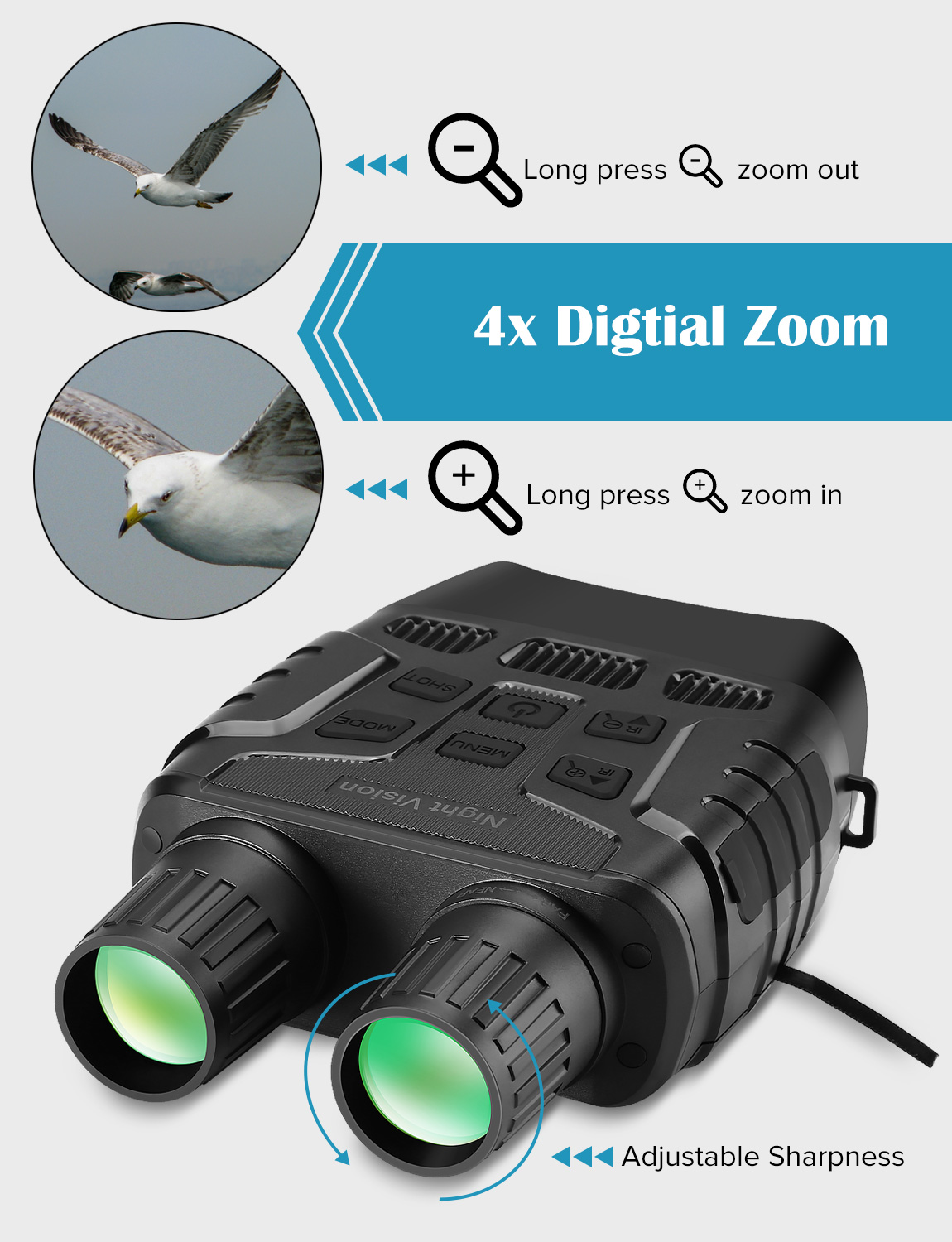 Night Vision Device Binoculars 300 Yards Digital IR Telescope Zoom Optics with 2.3' Screen Photos Video Recording Hunting Camera Night Vision Device Binoculars 300 Yards Digital IR Telescope Zoom Optics with 2.3' Screen Photos Video Recording Hunting Camera