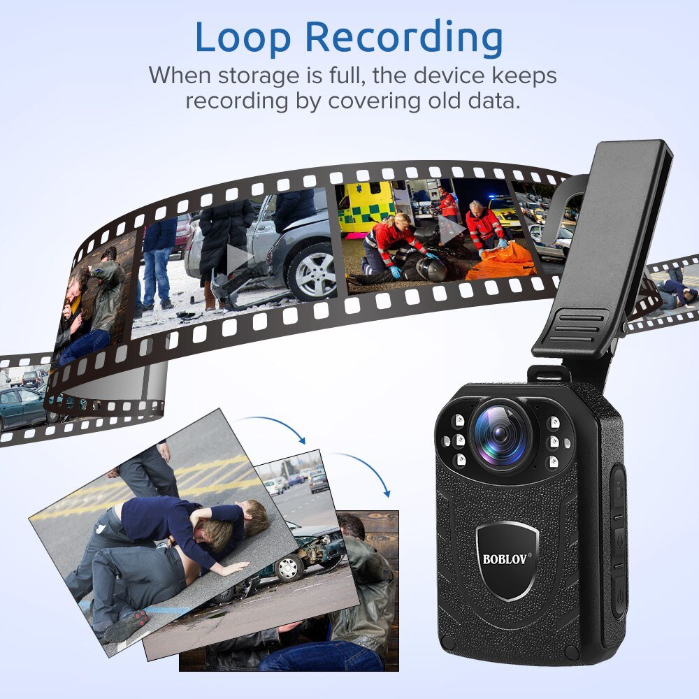 BOBLOV Police Camera KJ21 64G HD1296P Wearable Body Cam Security Guard Mini Comcorders Night Vision DVR Recorder Politie Kamera