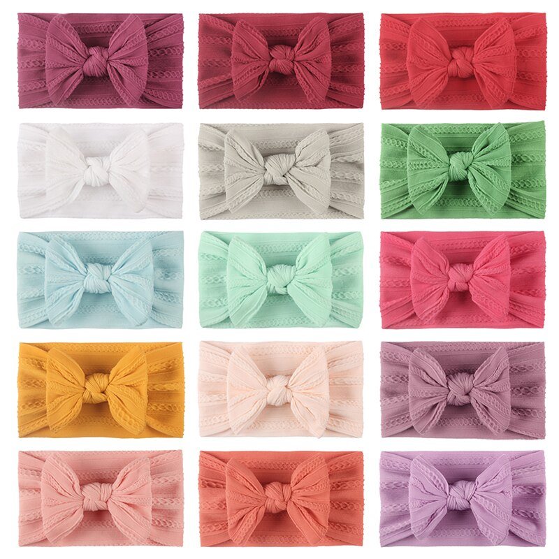 1pc Braid Nylon Bow Headbands,Cable Knit Solid Wide Nylon Headbands Turban, Baby Girls Head Wrap Hair Accessories TXTB1