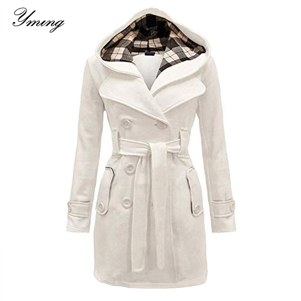 YMING Women’s Winter Double Breasted Warm Mid-length Windbreaker with Belt Fashion Solid Color Clothing Elegant Windbreaker YMING Women's Winter Double Breasted Warm Mid-length Windbreaker with Belt Fashion Solid Color Clothing Elegant Windbreaker