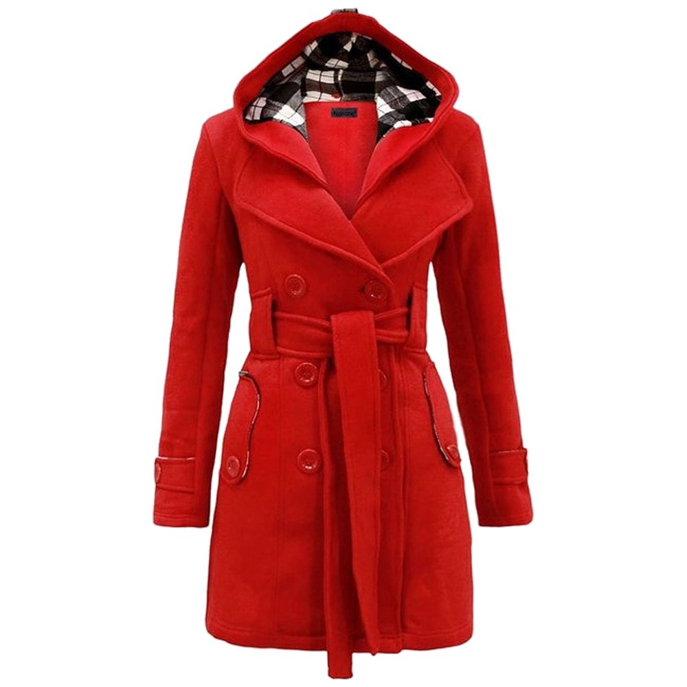 YMING Women’s Winter Double Breasted Warm Mid-length Windbreaker with Belt Fashion Solid Color Clothing Elegant Windbreaker YMING Women's Winter Double Breasted Warm Mid-length Windbreaker with Belt Fashion Solid Color Clothing Elegant Windbreaker