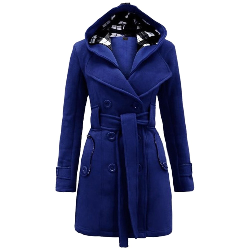 YMING Women’s Winter Double Breasted Warm Mid-length Windbreaker with Belt Fashion Solid Color Clothing Elegant Windbreaker YMING Women's Winter Double Breasted Warm Mid-length Windbreaker with Belt Fashion Solid Color Clothing Elegant Windbreaker