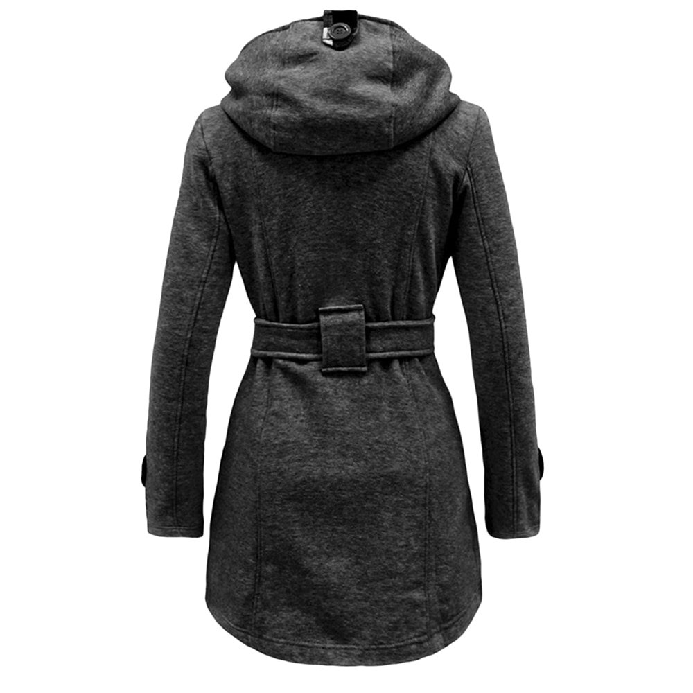 YMING Women’s Winter Double Breasted Warm Mid-length Windbreaker with Belt Fashion Solid Color Clothing Elegant Windbreaker YMING Women's Winter Double Breasted Warm Mid-length Windbreaker with Belt Fashion Solid Color Clothing Elegant Windbreaker