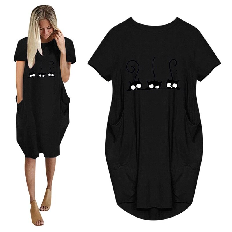 Casual summer womens dresses pink bing VOGUE black pocket dress cotton midi oversize plus size 5XL streetwear fall robes jurk Casual summer womens dresses pink bing VOGUE black pocket dress cotton midi oversize plus size 5XL streetwear fall robes jurk