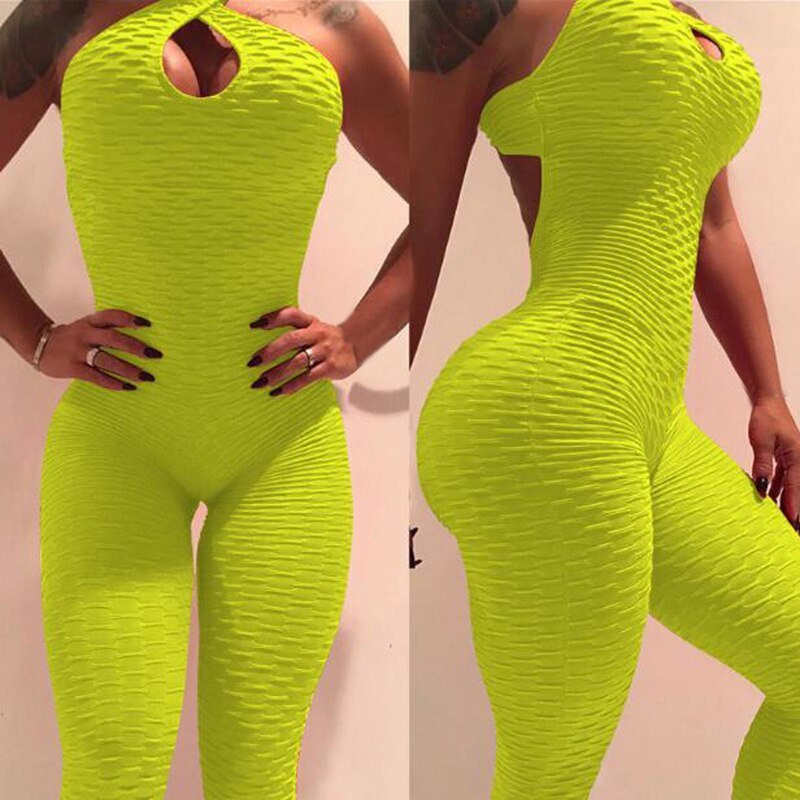 Women Sport Jumpsuit High Waist Sexy Bodysuit Halter Top Backless Skinny Bandage Playsuit Fitness Gym Overalls Woman Clothes