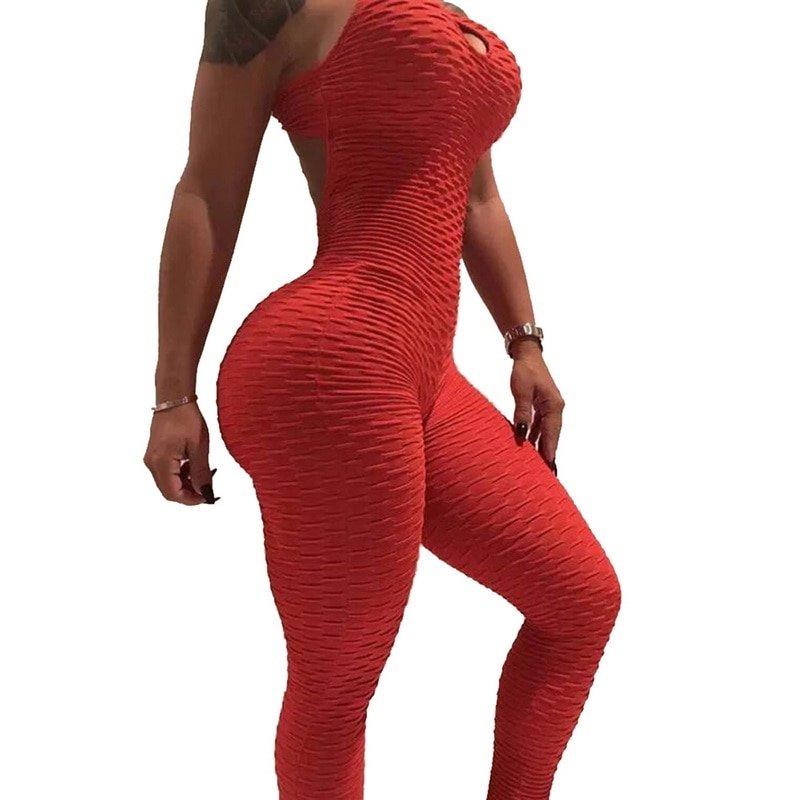 Women Sport Jumpsuit High Waist Sexy Bodysuit Halter Top Backless Skinny Bandage Playsuit Fitness Gym Overalls Woman Clothes