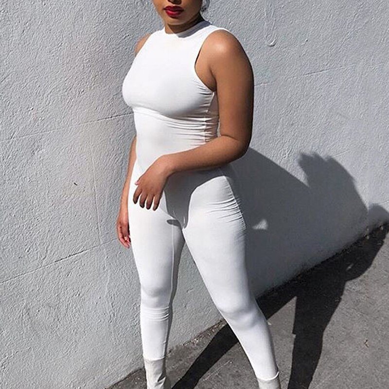 Women Sport Jumpsuit High Waist Sexy Bodysuit Halter Top Backless Skinny Bandage Playsuit Fitness Gym Overalls Woman Clothes