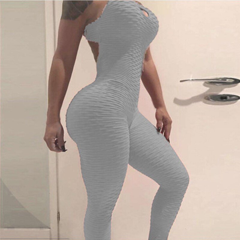 Women Sport Jumpsuit High Waist Sexy Bodysuit Halter Top Backless Skinny Bandage Playsuit Fitness Gym Overalls Woman Clothes