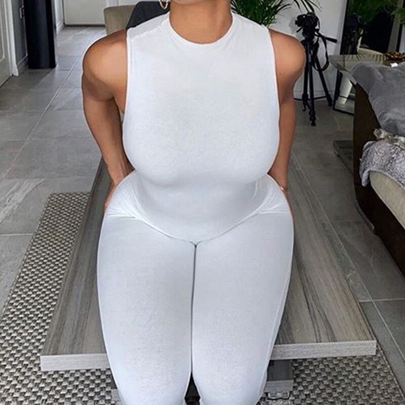 Women Sport Jumpsuit High Waist Sexy Bodysuit Halter Top Backless Skinny Bandage Playsuit Fitness Gym Overalls Woman Clothes