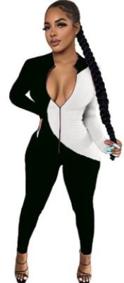 Autumn 2020 Sexy Women Bodysuit Long Sleeve Clothing Wear Slim Skinny Clubwear Solid Zipper Bodycon Bandage Jumpsuit Casual