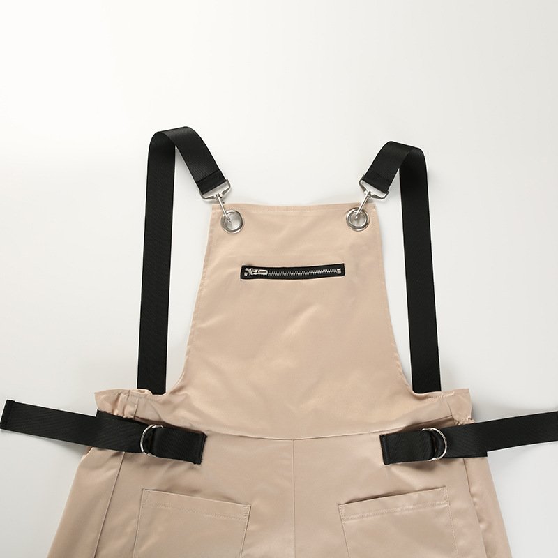 Vangull New Khaki Rompers Womens Jumpsuit Long Elegant Zipper Pockets Sleeveless Adjusted Strap High Waist Cotton Fashion Summer