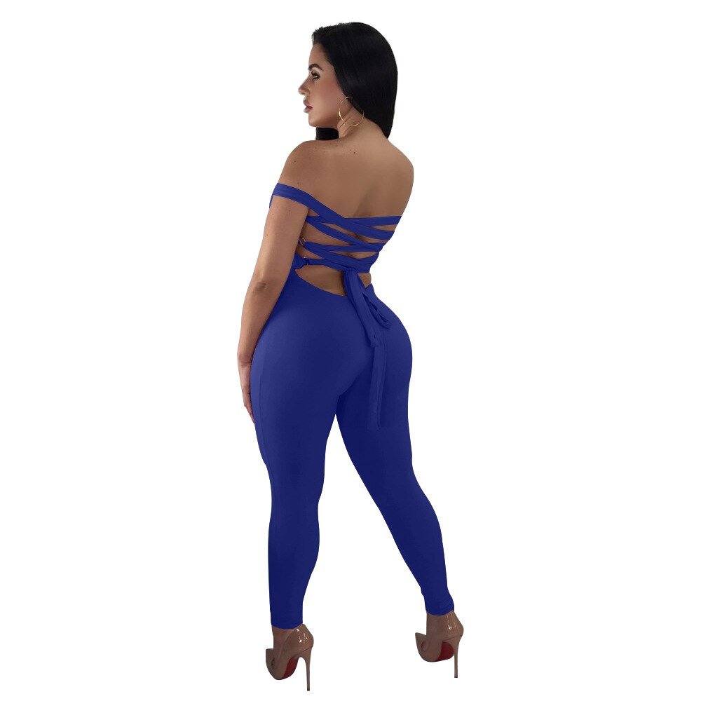 Women skinny bandage lace up backless halter jumpsuit Casual Rompers for female women 2018 autumn new jumpsuits women autumn Women skinny bandage lace up backless halter jumpsuit Casual Rompers for female women 2018 autumn new jumpsuits women autumn