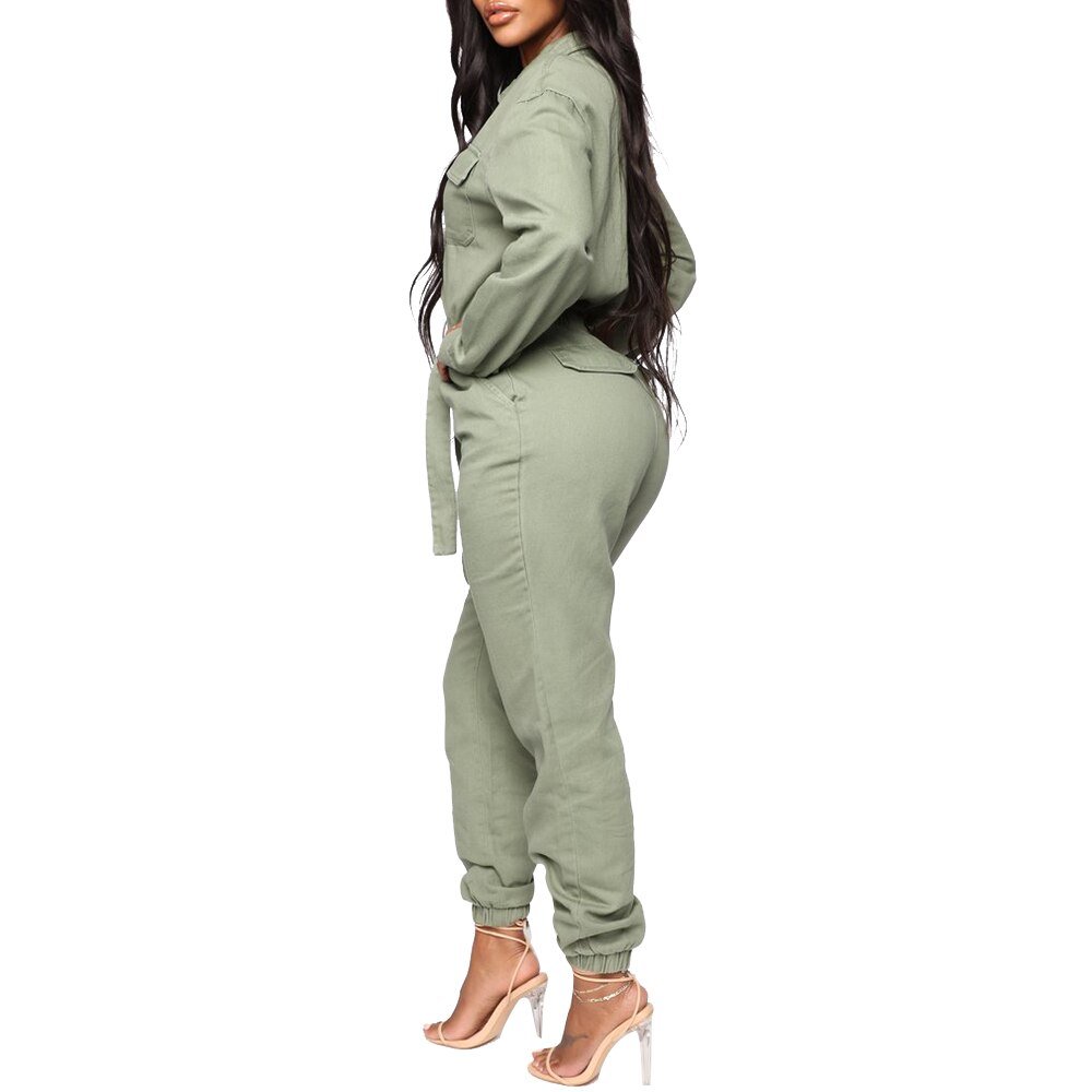 Autumn Casual Sport Overalls Women Brief Handsome Jumpsuit Long Sleeve Zipper Belt Rompers Trousers Fashion Playsuit Streetwear Autumn Casual Sport Overalls Women Brief Handsome Jumpsuit Long Sleeve Zipper Belt Rompers Trousers Fashion Playsuit Streetwear