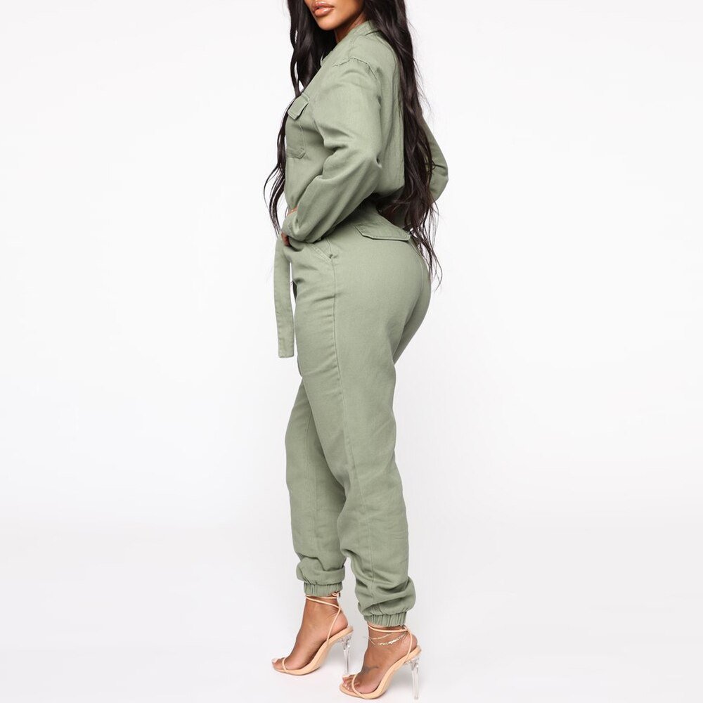 Autumn Casual Sport Overalls Women Brief Handsome Jumpsuit Long Sleeve Zipper Belt Rompers Trousers Fashion Playsuit Streetwear Autumn Casual Sport Overalls Women Brief Handsome Jumpsuit Long Sleeve Zipper Belt Rompers Trousers Fashion Playsuit Streetwear