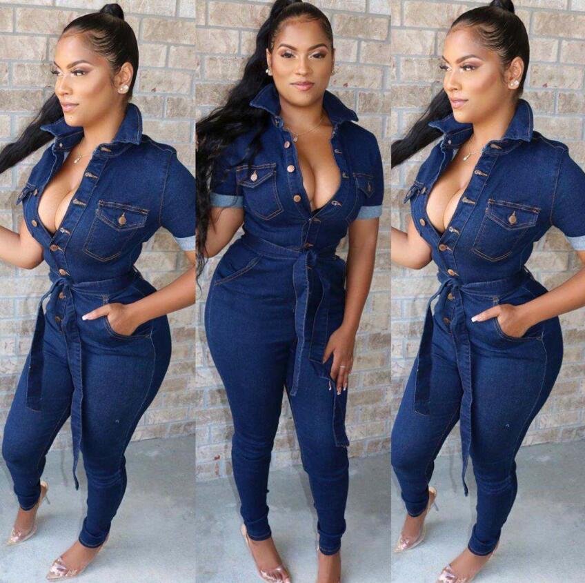 Autumn Winter Women Denim Jeans Jumpsuit Full Sleeve Sashes Bodycon Rompers Sexy Club Night One Pice Playsuit Overall Outfits