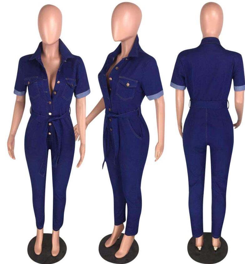 Autumn Winter Women Denim Jeans Jumpsuit Full Sleeve Sashes Bodycon Rompers Sexy Club Night One Pice Playsuit Overall Outfits